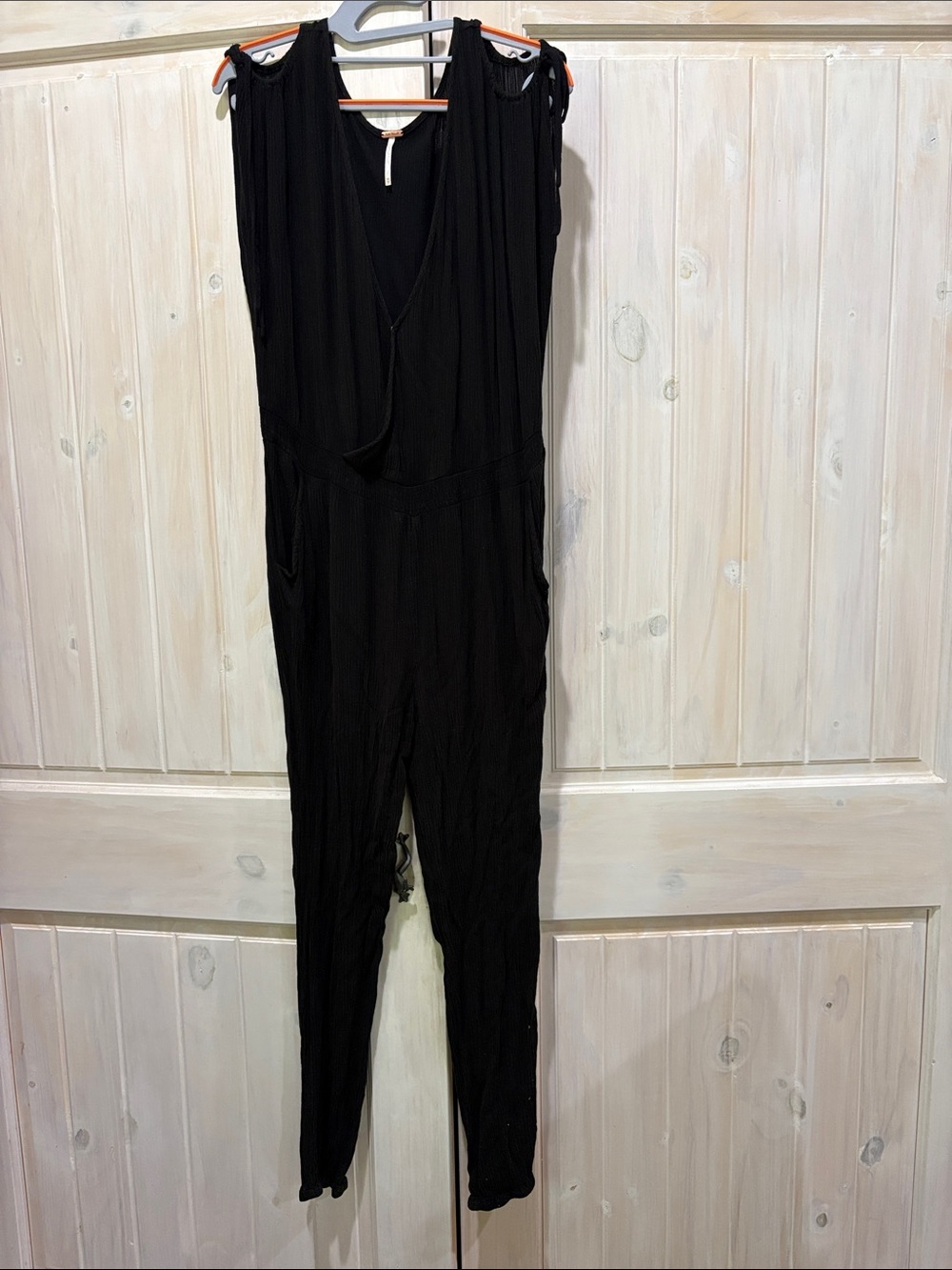 Free People Black Sleeveless Draped Jumpsuit